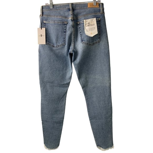 Womens 7 for all Mankind NWT Size 31 Ankle Skinny Jeans Raw Hem $199 6599 - Picture 4 of 11